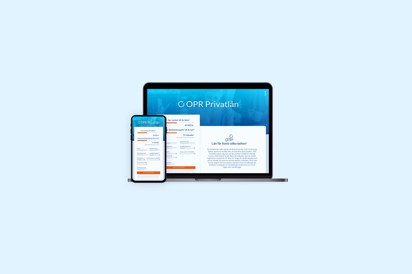 OPR Privatlån brand and interface